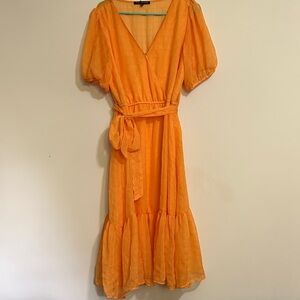 Elegant Orange Wrap Dress